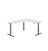 Sitz-Steh-Schreibtisch VXDSM, elektrisch h&ouml;henverstellbar, 127cm (H), 240x180cm (BxT), wei&szlig; / graphit