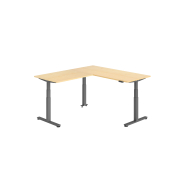Sitz-Steh-Schreibtisch VXDSM, elektrisch h&ouml;henverstellbar, 127cm (H), 200x180cm (BxT), ahorn / graphit