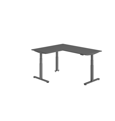 Sitz-Steh-Schreibtisch VXDSM, elektrisch h&ouml;henverstellbar, 127cm (H), 160x180cm (BxT), graphit / graphit
