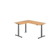 Sitz-Steh-Schreibtisch VXDSM, elektrisch h&ouml;henverstellbar, 127cm (H), 160x180cm (BxT), buche / graphit