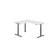 Sitz-Steh-Schreibtisch VXDSM, elektrisch h&ouml;henverstellbar, 127cm (H), 160x180cm (BxT), wei&szlig; / graphit