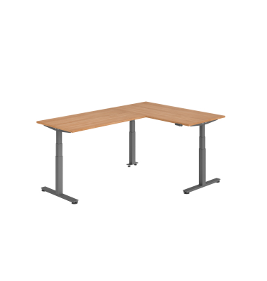 Sitz-Steh-Schreibtisch VXDSM, elektrisch h&ouml;henverstellbar, 127cm (H), 240x160cm (BxT), nussbaum / graphit