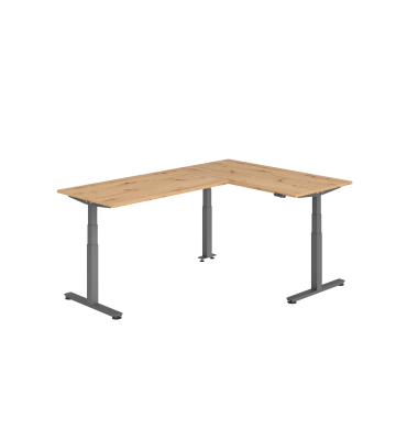 Sitz-Steh-Schreibtisch VXDSM, elektrisch h&ouml;henverstellbar, 127cm (H), 240x160cm (BxT), asteiche / graphit