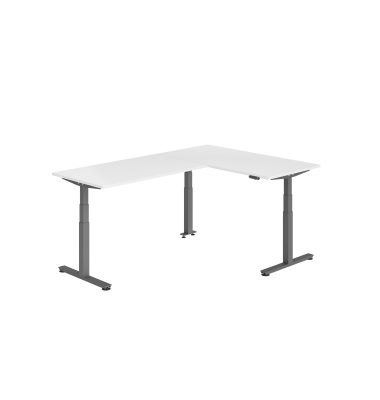 Sitz-Steh-Schreibtisch VXDSM, elektrisch h&ouml;henverstellbar, 127cm (H), 240x160cm (BxT), wei&szlig; / graphit