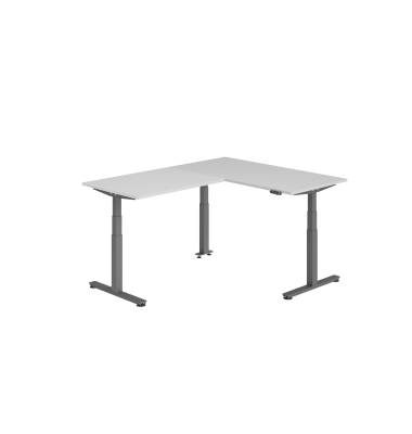 Sitz-Steh-Schreibtisch VXDSM, elektrisch h&ouml;henverstellbar, 127cm (H), 200x160cm (BxT), grau / graphit