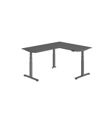 Sitz-Steh-Schreibtisch VXDSM, elektrisch h&ouml;henverstellbar, 127cm (H), 200x160cm (BxT), graphit / graphit