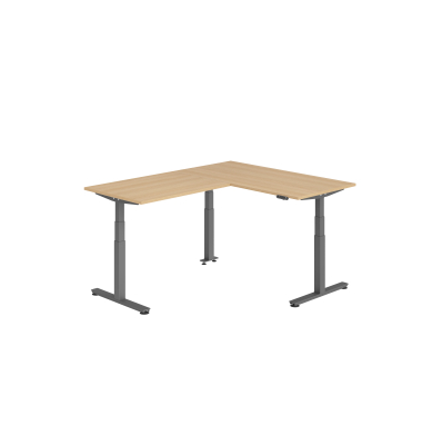 Sitz-Steh-Schreibtisch VXDSM, elektrisch h&ouml;henverstellbar, 127cm (H), 200x160cm (BxT), eiche / graphit