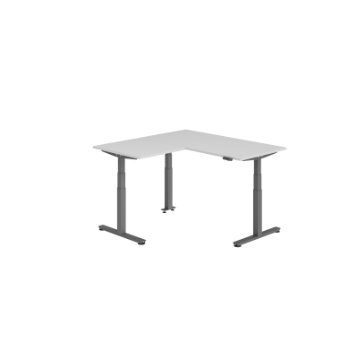 Sitz-Steh-Schreibtisch VXDSM, elektrisch h&ouml;henverstellbar, 127cm (H), 160x160cm (BxT), grau / graphit