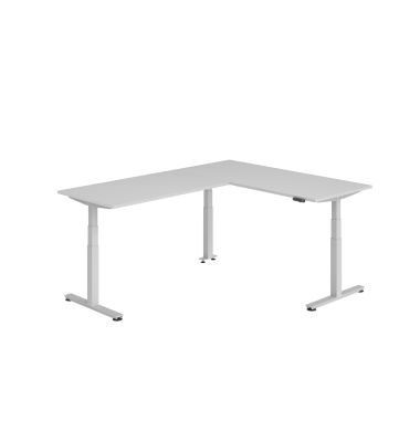 Sitz-Steh-Schreibtisch VXDSM, elektrisch h&ouml;henverstellbar, 127cm (H), 240x180cm (BxT), grau / silber