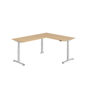 Sitz-Steh-Schreibtisch VXDSM, elektrisch h&ouml;henverstellbar, 127cm (H), 240x180cm (BxT), eiche / silber