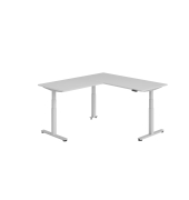 Sitz-Steh-Schreibtisch VXDSM, elektrisch h&ouml;henverstellbar, 127cm (H), 200x180cm (BxT), grau / silber