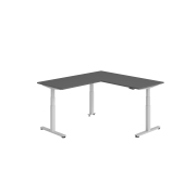 Sitz-Steh-Schreibtisch VXDSM, elektrisch h&ouml;henverstellbar, 127cm (H), 200x180cm (BxT), graphit / silber