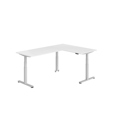 Sitz-Steh-Schreibtisch VXDSM, elektrisch h&ouml;henverstellbar, 127cm (H), 240x160cm (BxT), wei&szlig; / silber
