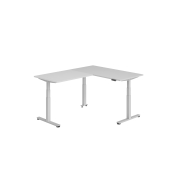 Sitz-Steh-Schreibtisch VXDSM, elektrisch h&ouml;henverstellbar, 127cm (H), 200x160cm (BxT), grau / silber