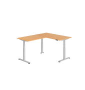 Sitz-Steh-Schreibtisch VXDSM, elektrisch h&ouml;henverstellbar, 127cm (H), 200x160cm (BxT), buche / silber