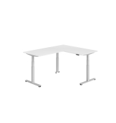 Sitz-Steh-Schreibtisch VXDSM, elektrisch h&ouml;henverstellbar, 127cm (H), 200x160cm (BxT), wei&szlig; / silber