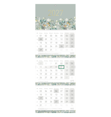 Dreimonatskalender 11394-4, 3 Monate / 1 Seite, 29,5x79,5cm, 2027