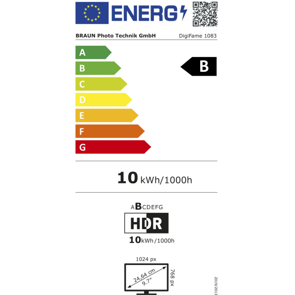 Braun Phototechnik - Braun Deutschland DigiFrame 1083 Cornice Digitale 246 cm 97 pollici 1024 x 768 Pixel Nero