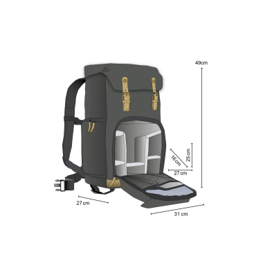 Fotorucksack Luis Retro schwarz