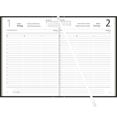 Buchkalender 876-0701, farbig sortiert (freie Farbauswahl nicht m&ouml;glich), 1 Tag / 1 Seite, 14,5x21cm (BxH), 2027