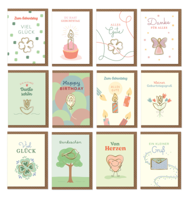 Karten versch.Anl&auml;sse clip cards sorti