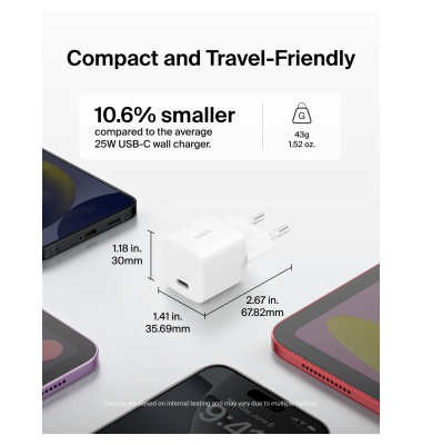 BOOST Charge 25W USB-C ws Lad.PDPPS 1m K. WCA012kq1MWH-B6
