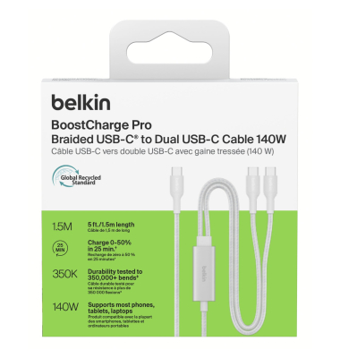 BOOSTCHARGE Pro 140W 1,5m USB-C Kabel wei&szlig;  CAC004hq1.5MWH