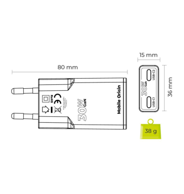 30W Slim Charger T&Uuml;V MO18 Dual USB-C