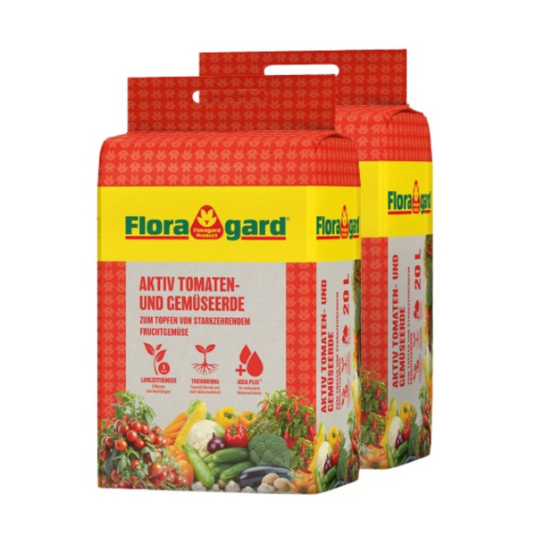 Floragard Gartenerde Aktiv Tomaten & Gemüse 2x20l 4006398416641 Floragard 40000 Milliliter