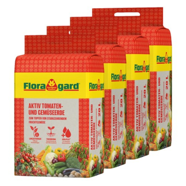 Floragard Gartenerde Aktiv Tomaten & Gemüse 4x20l 4006398417488 Floragard 80000 Milliliter
