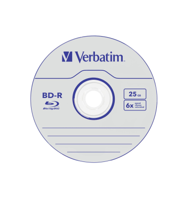 1x5 Verbatim BD-R Blu-Ray 25GB 6x Speed Datalife No-ID Jewel