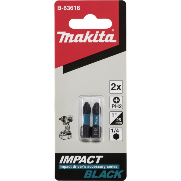 Makita B-63616 Impact Black Impact Screwdriver Bit - 2 Pieces