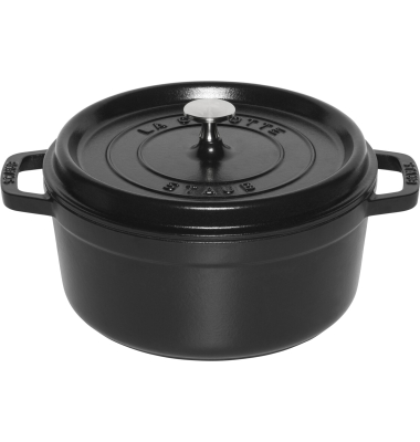 La Cocotte 24cm rund, mit D&auml;mpfeinsatz, schwarz