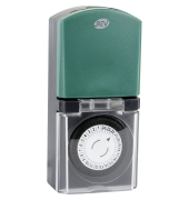 Zeitschaltuhr mechanisch IP44 schwarz-gr&uuml;n