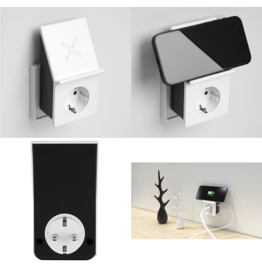 USB-Ladeadapter mit Wireless Charging + 1x Steckdose