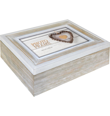 Fotobox EZ577, mit Deckel, au&szlig;en 23x18x6cm, Holz beige