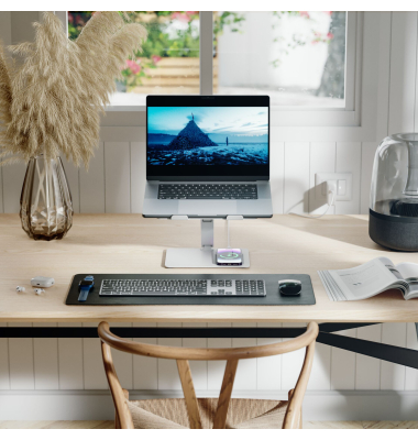Elite Aluminum Laptop Stand Wireless Charger White