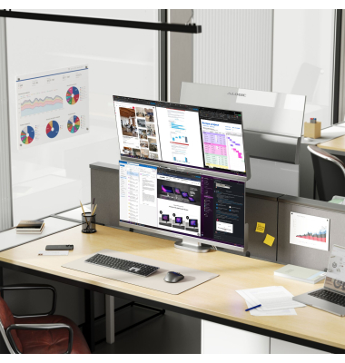 Elevate 34  Dual Vertical Monitor Stand Silver