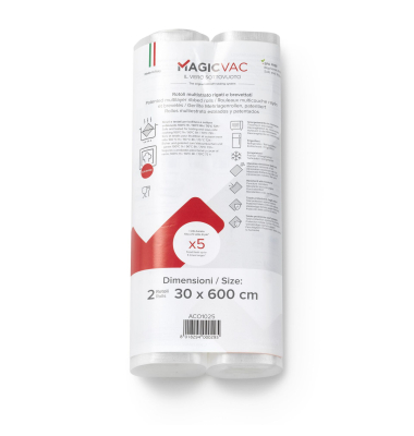 2 Vakuumierfolienrollen mit Label 30 cm x 6 m