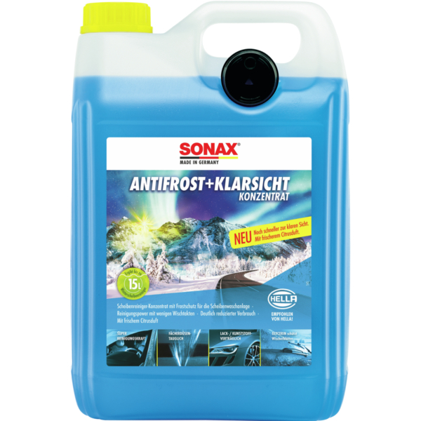 SONAX AntiFrost+KlarSicht Konzentrat (5 Liter) Scheibenfrostschutz | Scheibenreiniger-Konzentrat mit Frostschutz für die Scheibenwaschanlage