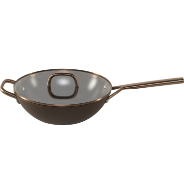Milano Wok mit Glasdeckel 30 cm, Braun