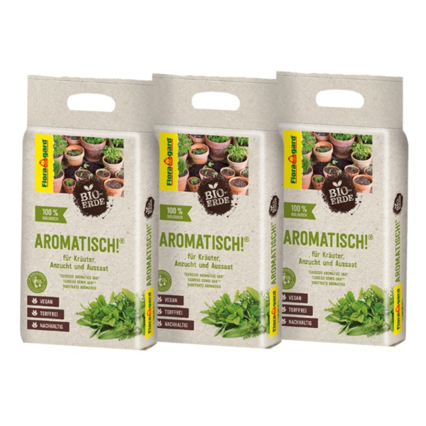 Floragard Blumenerde Kräuter Aromatisch 3x3l 4006398410311 Floragard 9000 Milliliter