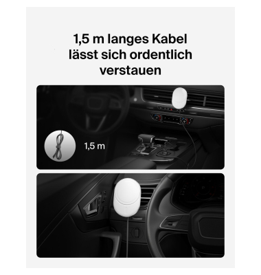 Magn.kabelloses Kfz-Lade- ger&auml;t Qi2(15W),incl.20W Netzteil