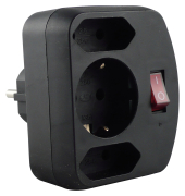 3-fach Adapter mit Schalter schwarz