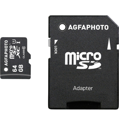 MicroSDXC UHS-I 64GB High Speed Class 10 U1 + Adapter
