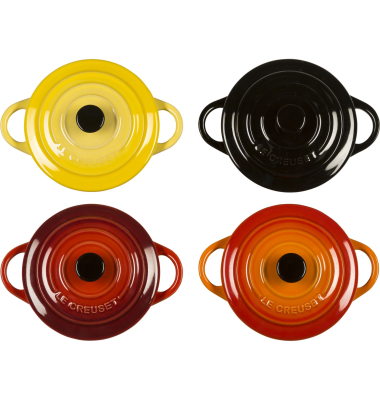 4x1 Le Creuset Mini Braeterset m.Deckel 10x5cm, Feuer u. Flamme