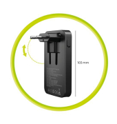 65W GaN Slim dual USB-C single USB-A black
