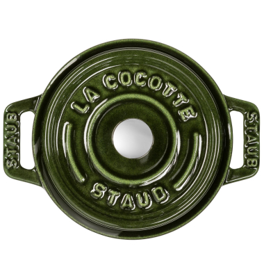 Mini Cocotte 10cm rund Basilikum-gr&uuml;n, Gusseisen