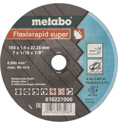 Flexiarapid super 180x1,6 x22,23 Inox