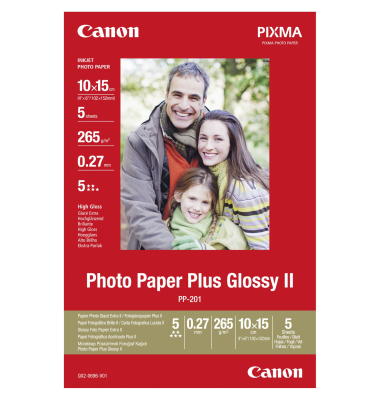 PP-201 10x15 cm, 5 Blatt Photo Paper Plus Glossy II 265 g